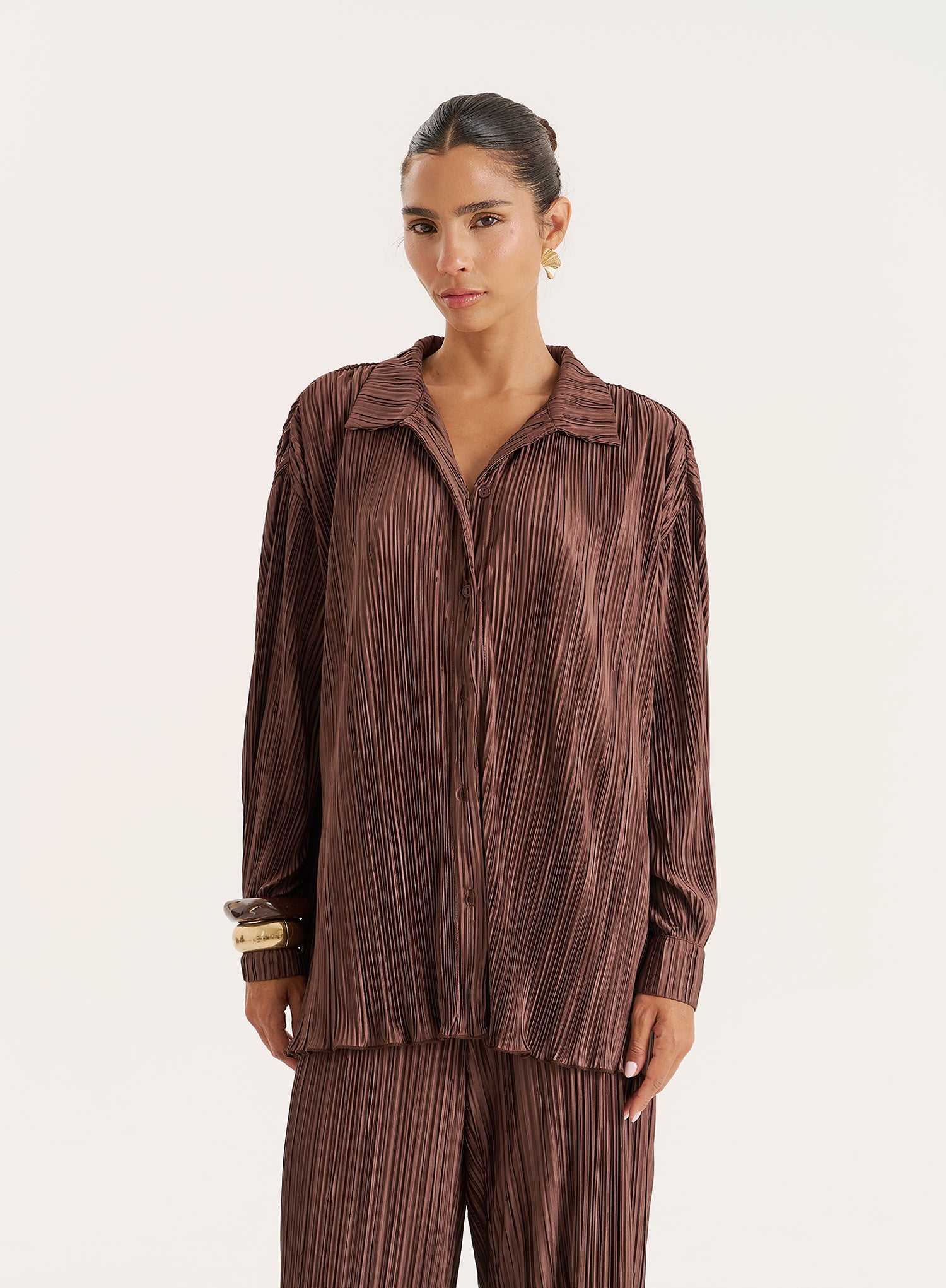 Chocolate Plisse Shirt